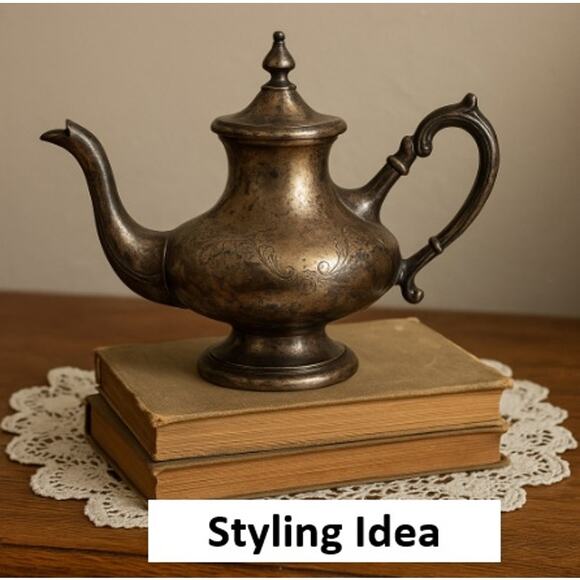 Antique R. Wallace Silverplate 10oz Teapot Victorian Style Genie Lamp Look - Picture 9 of 9